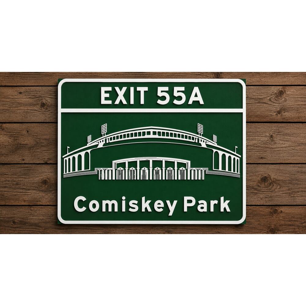 Comiskey Park Exit 55A Road Sign Chicago Illinois Baseball Stadium White Sox